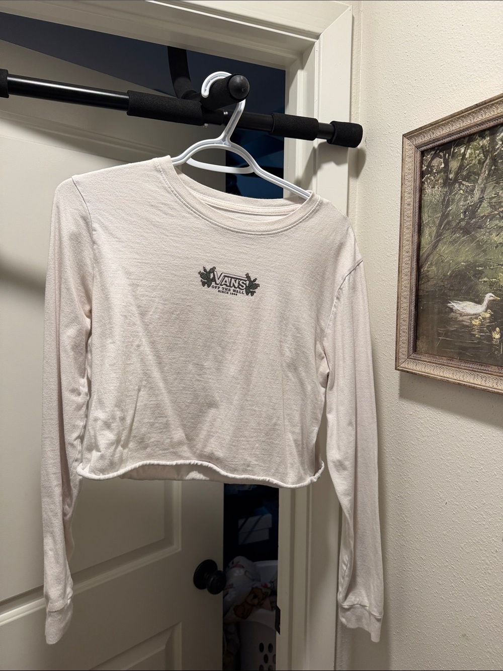 Vans White Long-Sleeve Cropped Tee